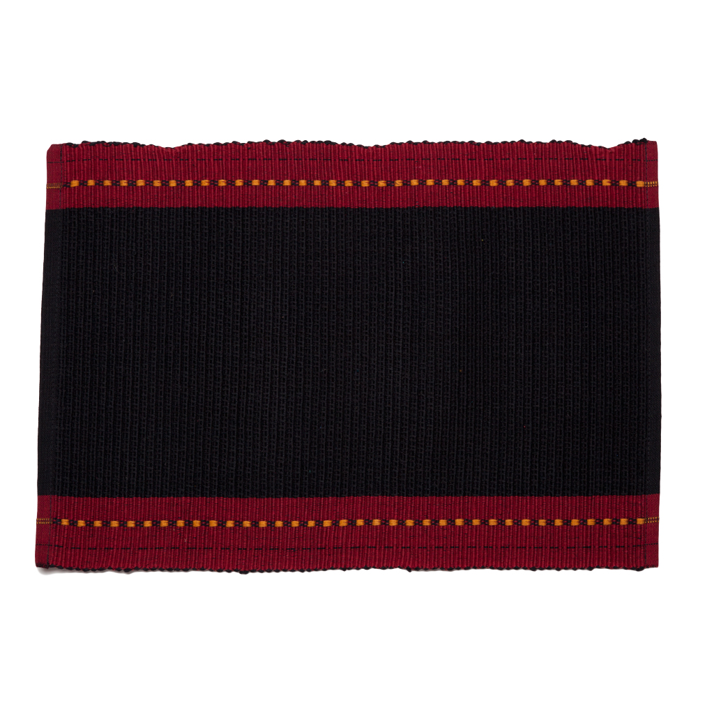 Black & Red Napkin Set (2) Woven Cotton Aadil Design